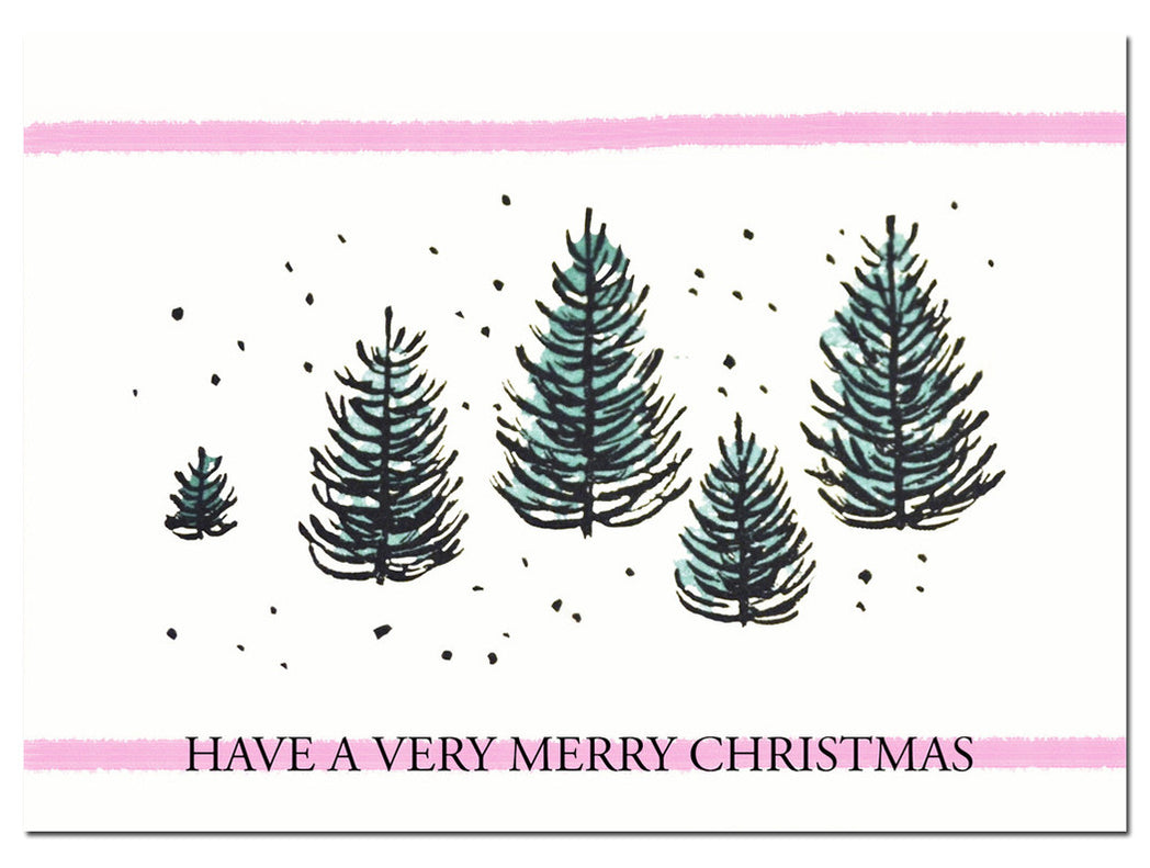 5 Christmas Trees Notecard by Jack Bush