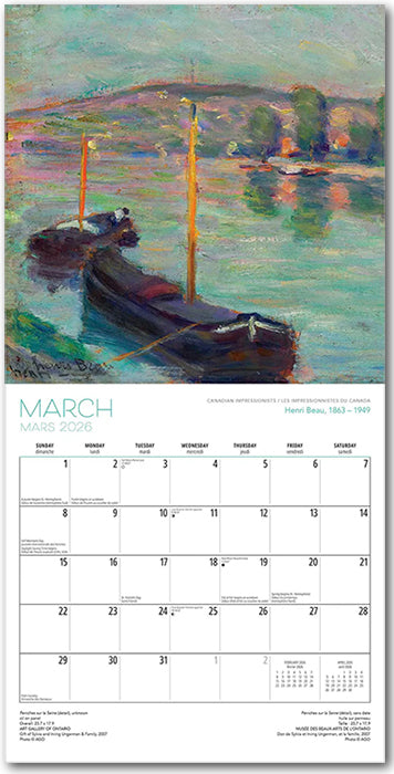 Impressionists 2026 Wall Calendar