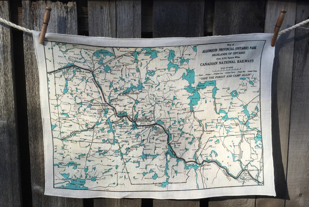 Algonquin Park Vintage Map Tea Towel