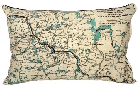 Algonquin Vintage Map Pillow
