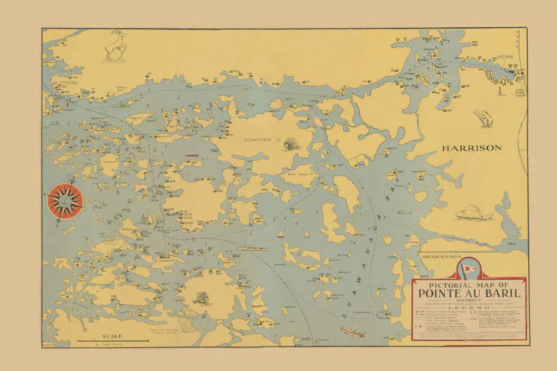 Pointe au Baril Vintage Map Tea Towel