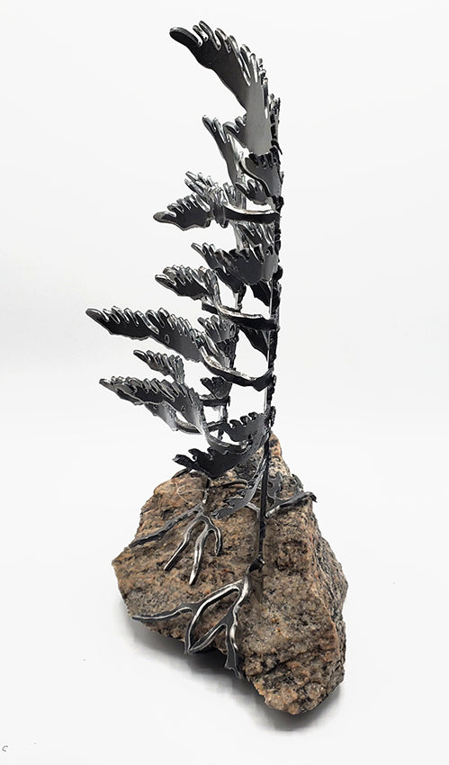 Double Pines - Steel and Granite Sculpture - Cathy Mark