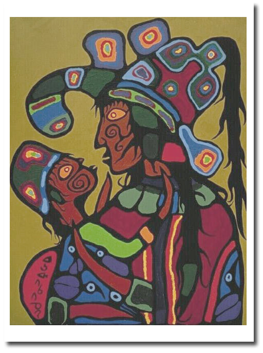 Artists Wife and Daughter - Norval Morrisseau - Note Card