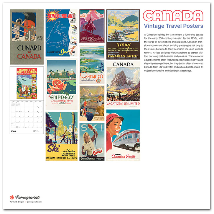 Canada Vintage Travel Posters 2026 Wall Calendar