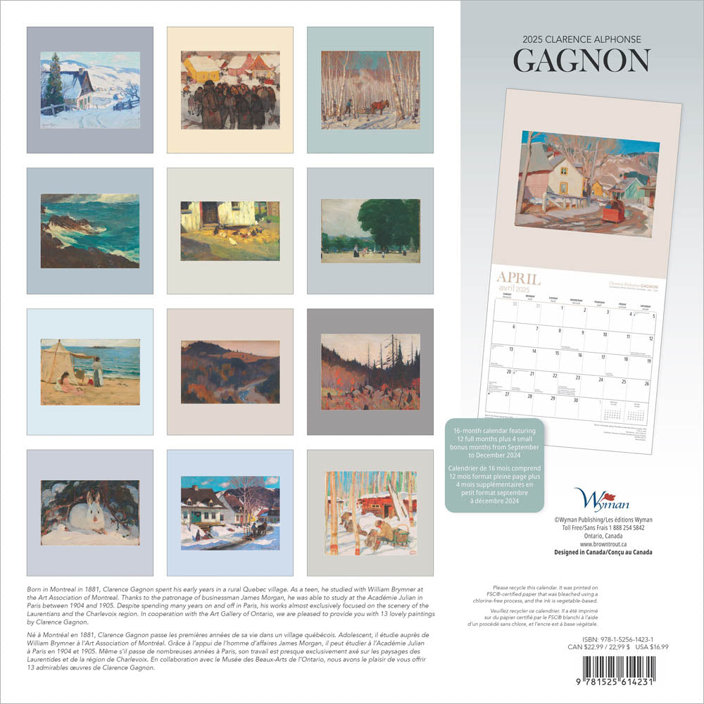 Clarence Gagnon 2025 Wall Calendar