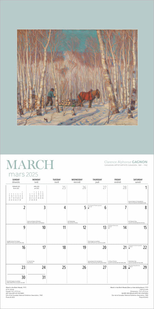 Clarence Gagnon 2025 Wall Calendar