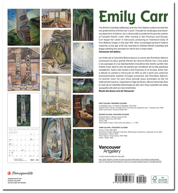 Emily Carr 2024 Wall Calendar