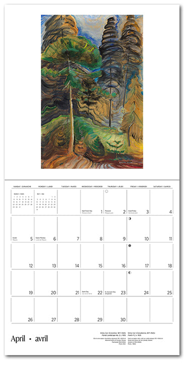 Emily Carr 2026 Wall Calendar