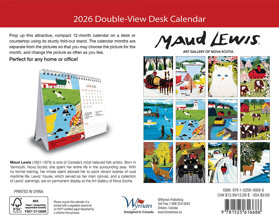 Maud Lewis 2026 Desk Calendar