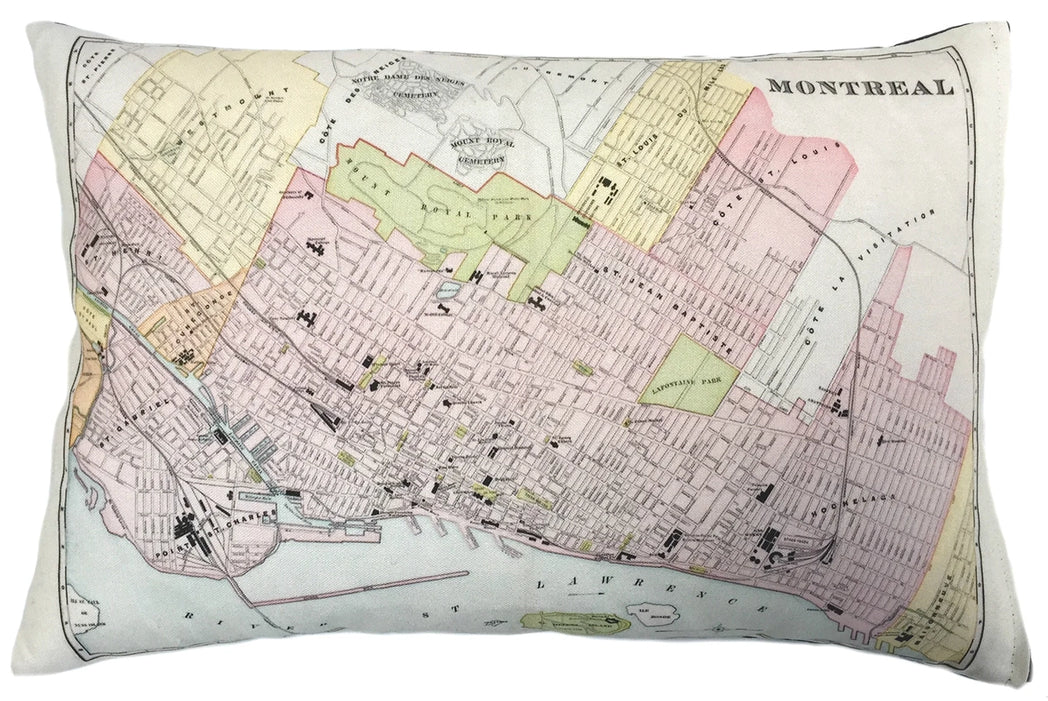 Montreal Vintage Map Pillow