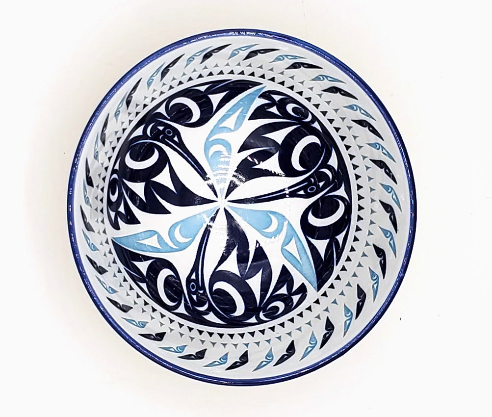 Porcelain Art Bowl - Hummingbird by Maynard Johnny Jr.