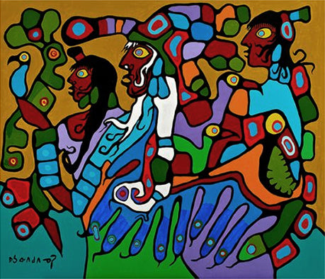 Shaman and Disciples - Norval Morrisseau- Small Reproduction