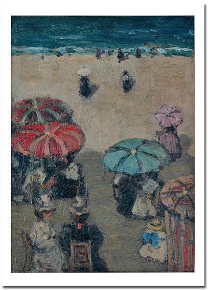 Umbrellas on the Beach, Brittany - Notecard - J.W. Morrice