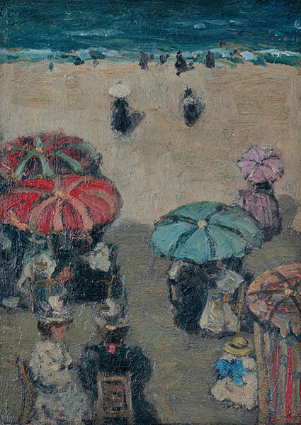 Umbrellas on the Beach, Brittany, 1896 - Small Reproduction - J.W. Morrice