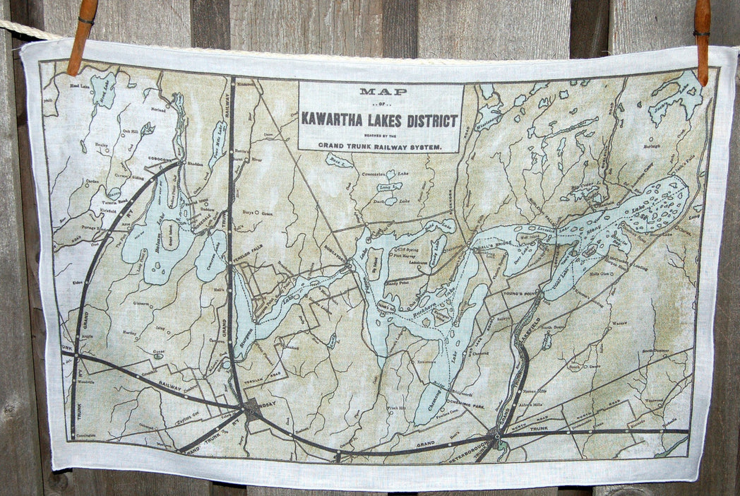 Kawartha Lakes Vintage Map Tea Towel