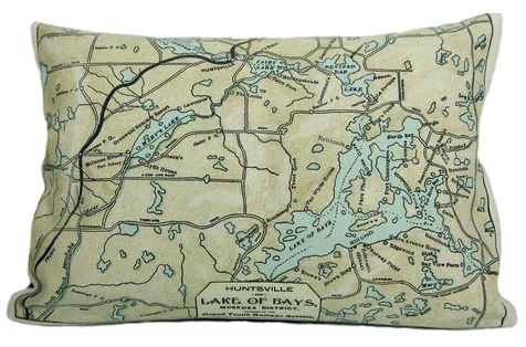 Lake of Bays - Vintage Map Pillow