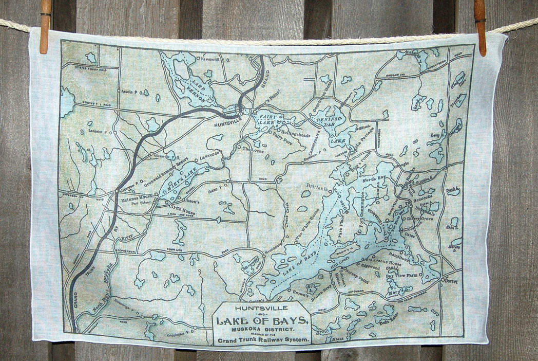 Lake of Bays Vintage Map Tea Towel