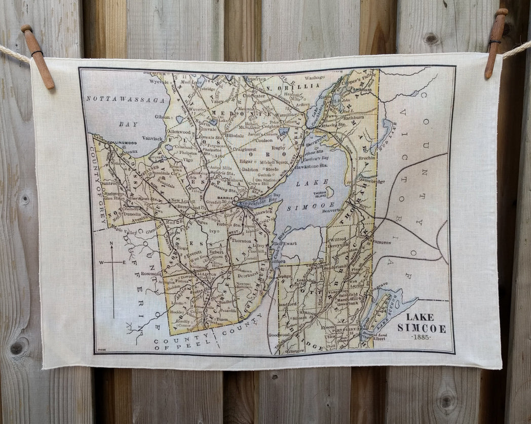 Lake Simcoe Vintage Map Tea Towel