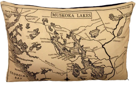 Muskoka Vintage Map Pillow